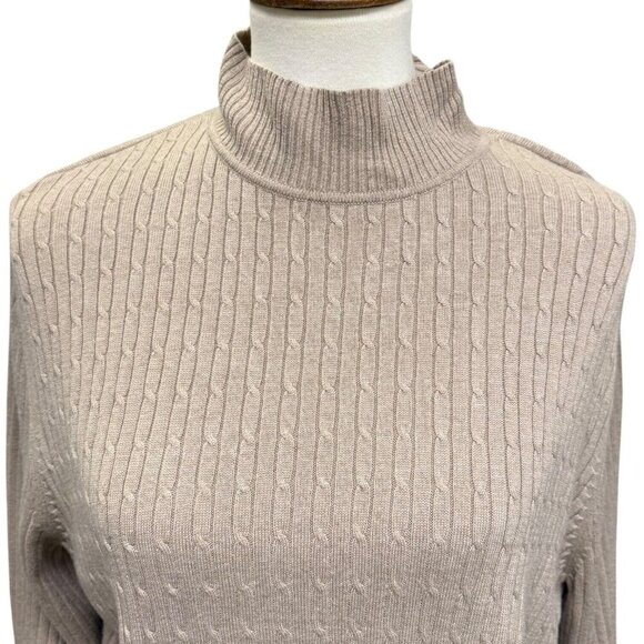 Evan Picone Plus Size 3X Tan Ribbed Mock Neck Sweater Long Sleeve Pullover - Picture 2 of 16
